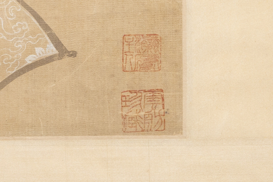 Chinese school: 'Presenting peaches to Xiwangmu', ink and colour on silk, 19th C.
