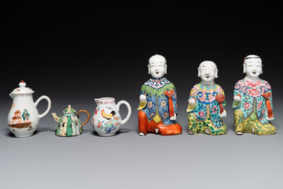 Collection vari&eacute;e en porcelaine de Chine famille rose et verte, 18/19&egrave;me