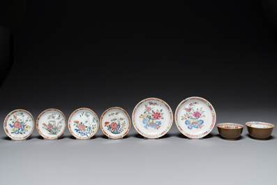 Collection vari&eacute;e en porcelaine de Chine famille rose et verte, 18/19&egrave;me
