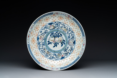 Two Chinese famille rose dishes, Kangxi and Shen De Tang 慎德堂 mark, 19th C.