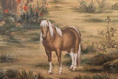 Chang Zenhao 常曾灏: 'Horses', ink and colour on silk, dated 1952