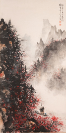 Li Xiongcai 黎雄才 (1910-2001): 'Paysage', encre et couleur sur papier, dat&eacute;e 1993
