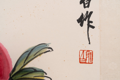 Lou Shibai 娄师白 (1918-2010): 'P&ecirc;ches', encre et couleur sur papier