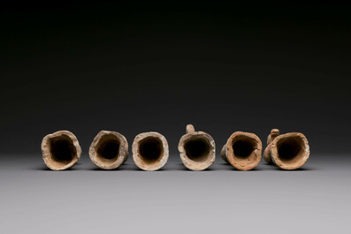 An impressive set of 12 Chinese cold painted terracotta zodiac figures, Ming