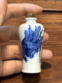 Five various Chinese blue and white snuff bottles, Yongzheng mark, 19/20th