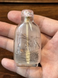Tabati&egrave;re en verre peint &agrave; int&eacute;rieur, sign&eacute;e Ma Shaoxuan 馬少宣, Chine, 19/20&egrave;me
