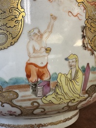 A fine large Chinese Canton famille rose 'Mandarin subject' bowl, Qianlong