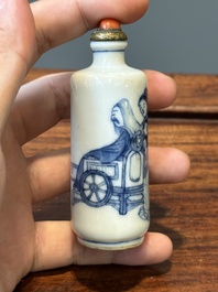 Five various Chinese blue and white snuff bottles, Yongzheng mark, 19/20th
