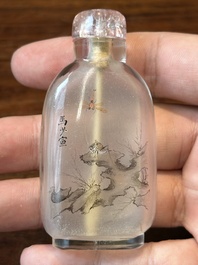 Tabati&egrave;re en verre peint &agrave; int&eacute;rieur, sign&eacute;e Ma Shaoxuan 馬少宣, Chine, 19/20&egrave;me