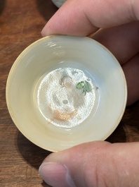 Een zeldzame set van tien Chinese famille rose kommen in oplopend formaat met erotisch decor, Daoguang merk en periode