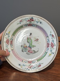A pair of Chinese famille rose 'Lan Caihe' plates, Yongzheng