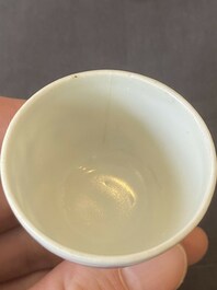 Vijf Chinese blauw-witte stem cups uit het Hatcher scheepswrak, Transitie periode