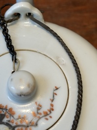 A Chinese qianjiang cai 'antiquities' teapot, Xu Pinheng 許品衡 signed, Tongzhi mark, dated 1889