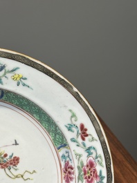 A pair of Chinese famille rose 'Lan Caihe' plates, Yongzheng