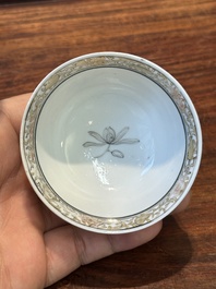 A fine Chinese grisaille and gilt cup with mountainous landscape design, Yongzheng