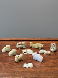 Tien Chinese jade sculpturen van dieren, Qing