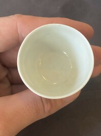 Vijf Chinese blauw-witte stem cups uit het Hatcher scheepswrak, Transitie periode