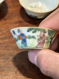 Een zeldzame set van tien Chinese famille rose kommen in oplopend formaat met erotisch decor, Daoguang merk en periode