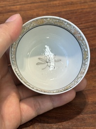 A fine Chinese grisaille and gilt cup with mountainous landscape design, Yongzheng