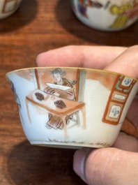 Een zeldzame set van tien Chinese famille rose kommen in oplopend formaat met erotisch decor, Daoguang merk en periode