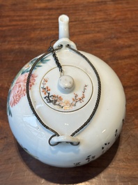 A Chinese qianjiang cai 'antiquities' teapot, Xu Pinheng 許品衡 signed, Tongzhi mark, dated 1889