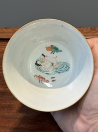 Een zeldzame set van tien Chinese famille rose kommen in oplopend formaat met erotisch decor, Daoguang merk en periode