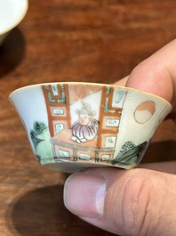 Een zeldzame set van tien Chinese famille rose kommen in oplopend formaat met erotisch decor, Daoguang merk en periode