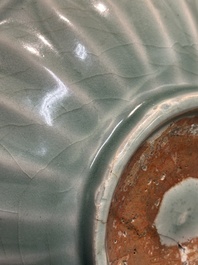 A Chinese Longquan celadon 'four carps' plate, Yuan or later