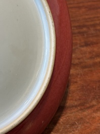 A Chinese monochrome langyao glazed plate, Kangxi/Qianlong