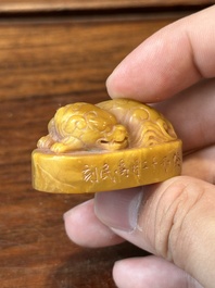 Two Chinese Shoushan soapstone seals, Qing