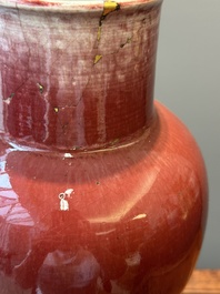 A Chinese langyao glazed 'guanyin zun' vase with a gilt bronze mount, Kangxi