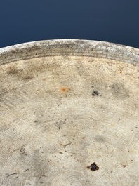 A Chinese gilt-decorated powder-blue vase with landscape design, Qianlong/jiaqing