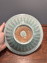 A Chinese Longquan celadon 'four carps' plate, Yuan or later
