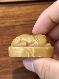 Two Chinese Shoushan soapstone seals, Qing