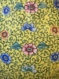 A Chinese Canton enamel yellow-ground vase, 19th C.
