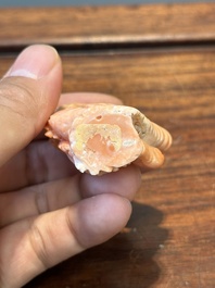 Zeven gevarieerde Chinese snuifflessen in edelsteen, bloedkoraal, glas en barnsteen, 19e eeuw