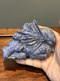 Groupe de sculptures en lapis-lazuli, quartz rose et autres pierres pr&eacute;cieuses, Chine, 19/20&egrave;me