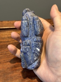 Groupe de sculptures en lapis-lazuli, quartz rose et autres pierres pr&eacute;cieuses, Chine, 19/20&egrave;me