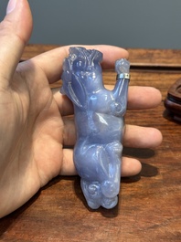 Groupe de sculptures en lapis-lazuli, quartz rose et autres pierres pr&eacute;cieuses, Chine, 19/20&egrave;me