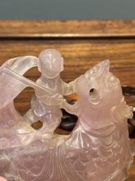 Groupe de sculptures en lapis-lazuli, quartz rose et autres pierres pr&eacute;cieuses, Chine, 19/20&egrave;me