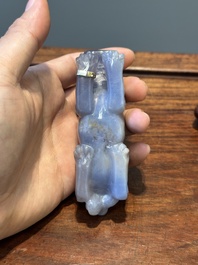 Groupe de sculptures en lapis-lazuli, quartz rose et autres pierres pr&eacute;cieuses, Chine, 19/20&egrave;me
