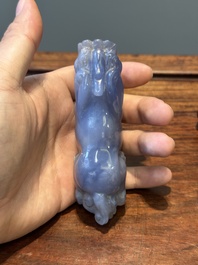 Groupe de sculptures en lapis-lazuli, quartz rose et autres pierres pr&eacute;cieuses, Chine, 19/20&egrave;me