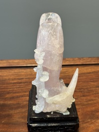 Groupe de sculptures en lapis-lazuli, quartz rose et autres pierres pr&eacute;cieuses, Chine, 19/20&egrave;me