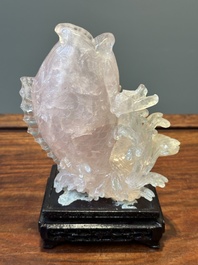 Groupe de sculptures en lapis-lazuli, quartz rose et autres pierres pr&eacute;cieuses, Chine, 19/20&egrave;me