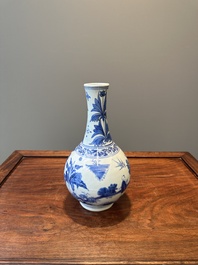 A Chinese blue and white bottle vase, Transitional period