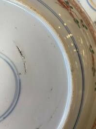 Three Chinese famille verte 'phoenix and peony' plates, Kangxi