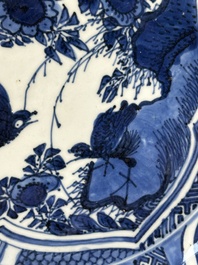 Two Chinese blue and white kraak porcelain dishes with birds and insects, Wanli
