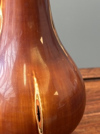Paire de vases en laque de Foochow ou Fuzhou mimiquant du bambou, 19/20&egrave;me