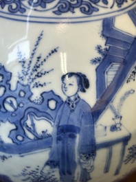 A Chinese blue and white bottle vase, Transitional period