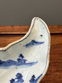 Coupe en forme de feuille en porcelaine de Chine en bleu et blanc de type ko-sometsuke pour le Japon, Tianqi
